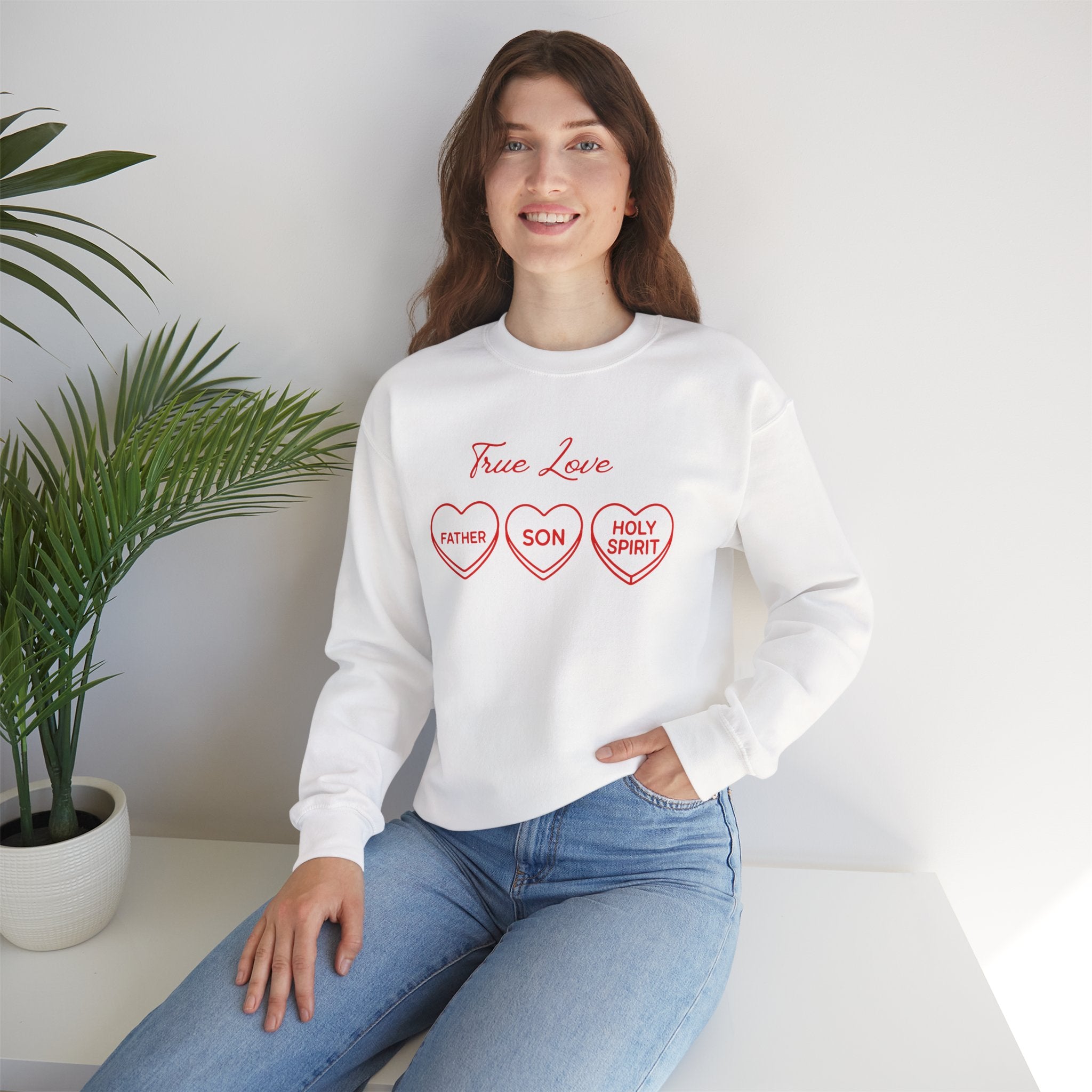 True Love Hearts Sweatshirt | Father Son Holy Spirit Faith Crewneck