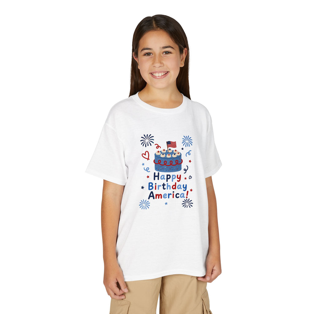 Happy Birthday America Kids T-Shirt - 4th of July Tee for Boys and Girls