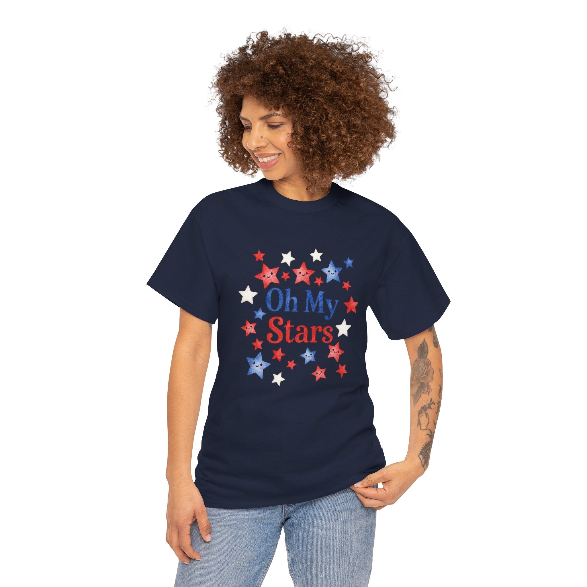 Oh My Stars T-Shirt - Patriotic Red White and Blue Women's Tee