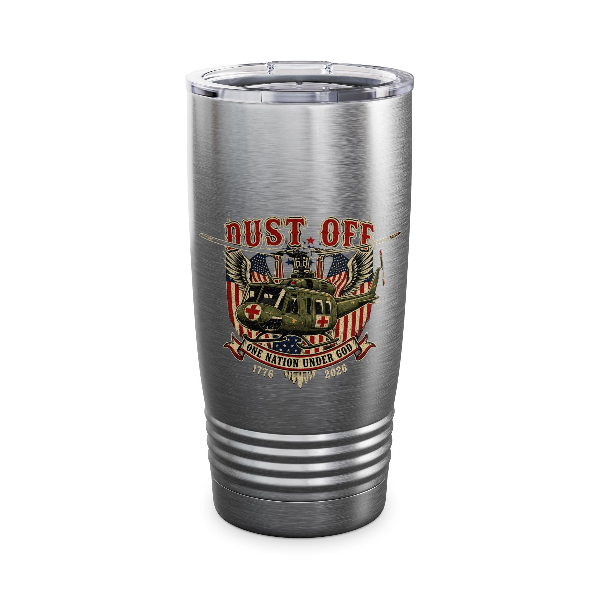 Dust Off Military Helicopter Tumbler — 20oz Patriotic Army Medevac Gift for Veterans
