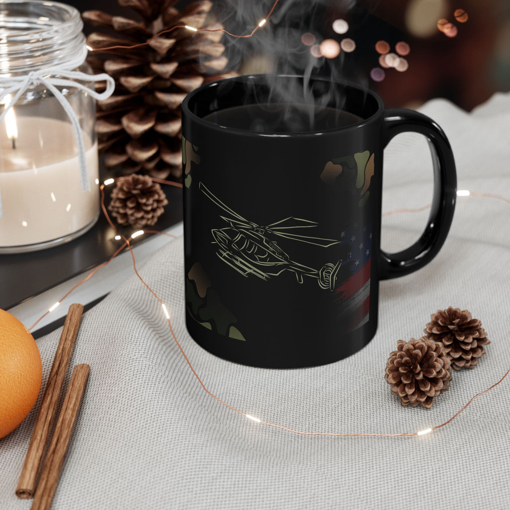Military Camouflage Helicopter Mug, Patriotic American Flag Coffee Cup