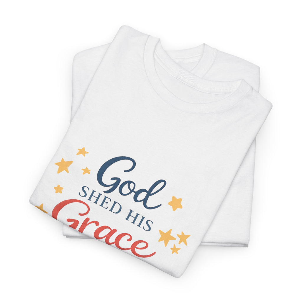 God Shed His Grace on Thee T-Shirt - Patriotic Christian Tee Red White and Blue