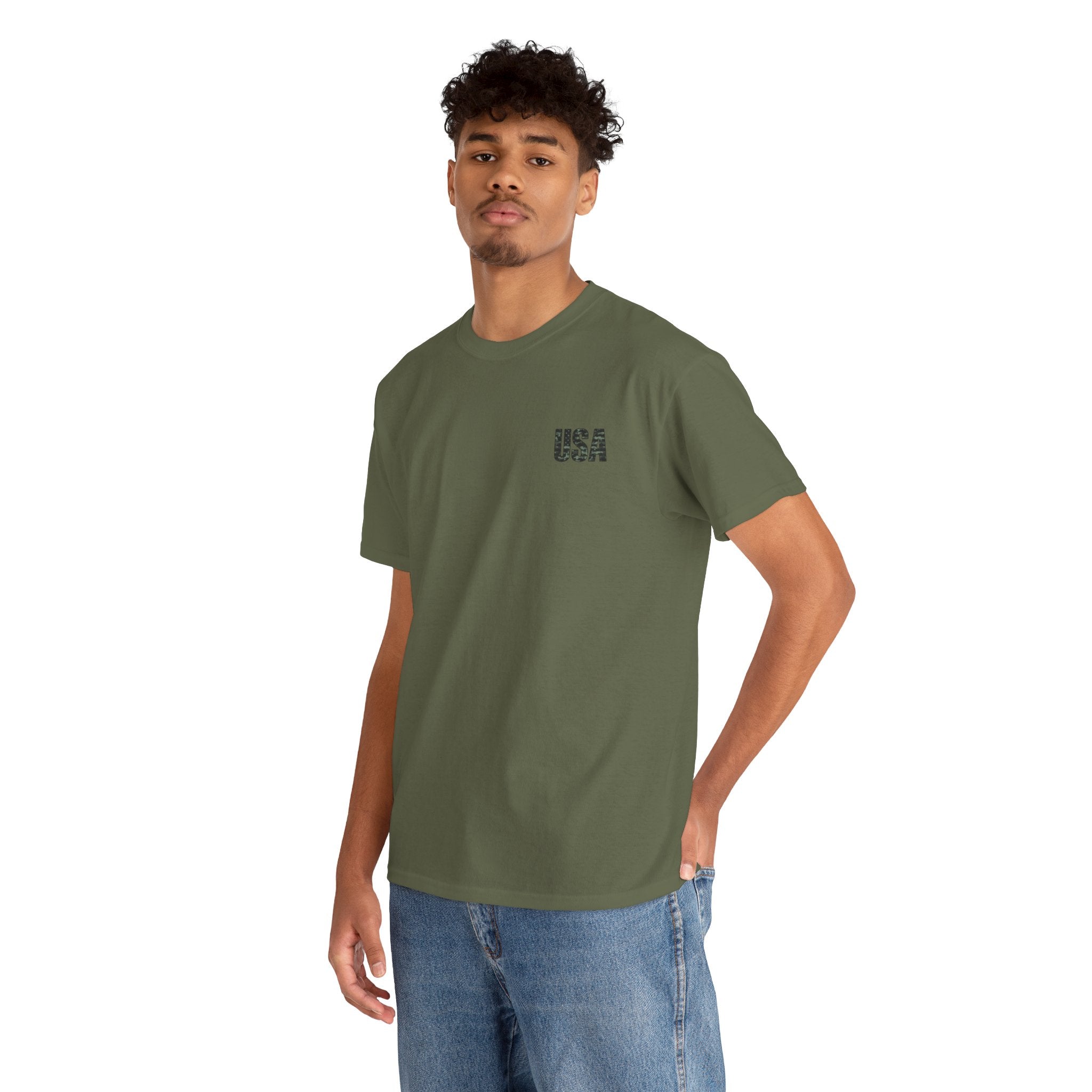 USA Camo Flag T-Shirt - Patriotic Military Style Tee for Men