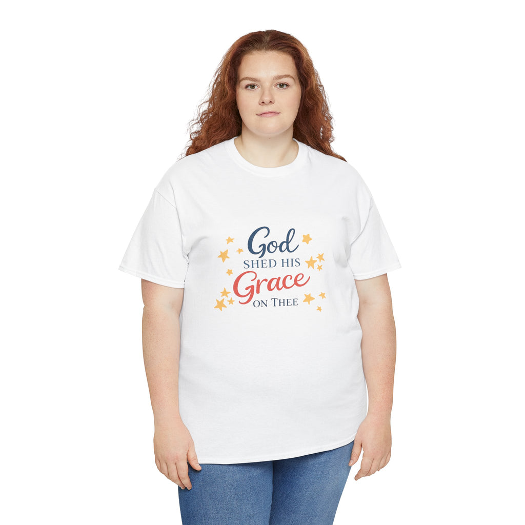 God Shed His Grace on Thee T-Shirt - Patriotic Christian Tee Red White and Blue