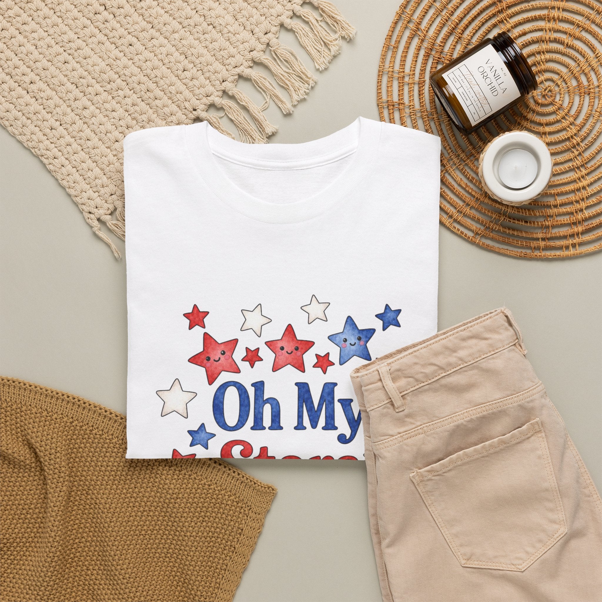 Oh My Stars T-Shirt - Patriotic Red White and Blue Women's Tee