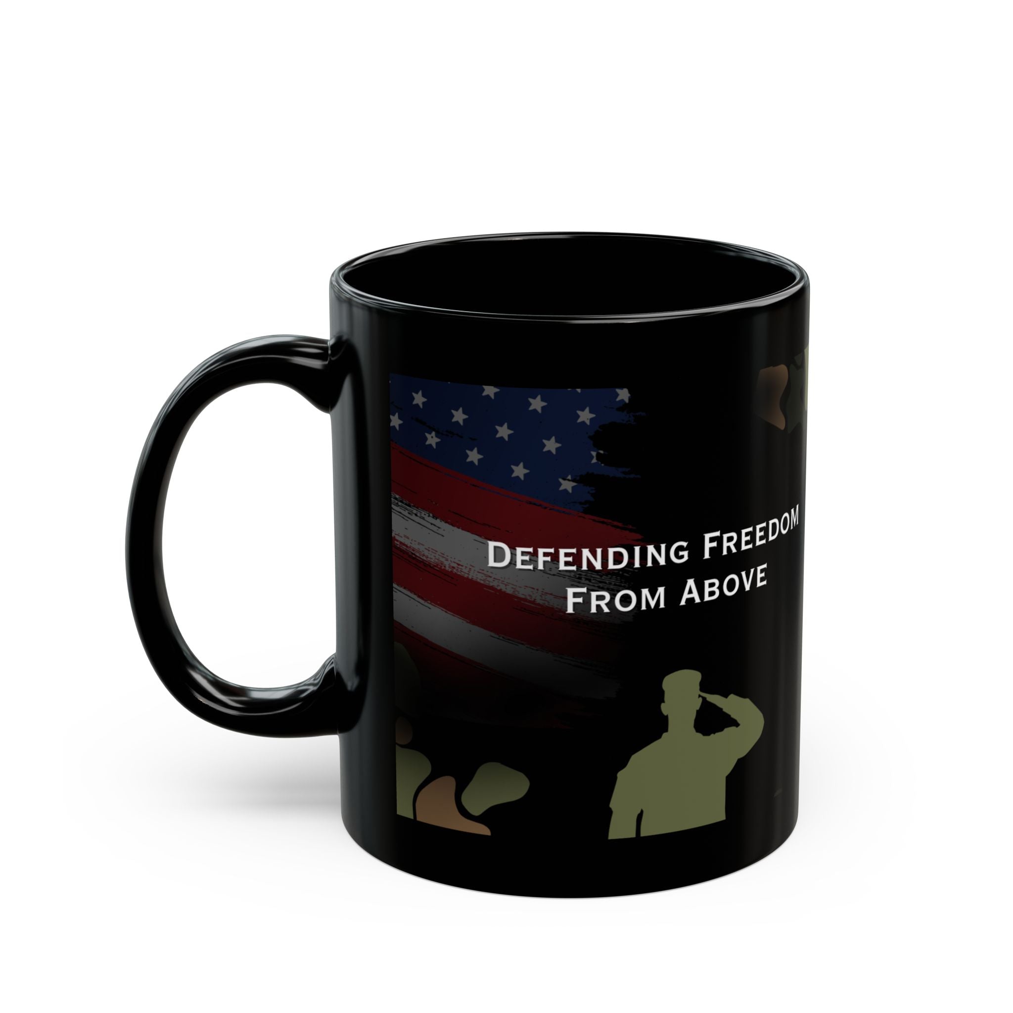 Military Camouflage Helicopter Mug, Patriotic American Flag Coffee Cup