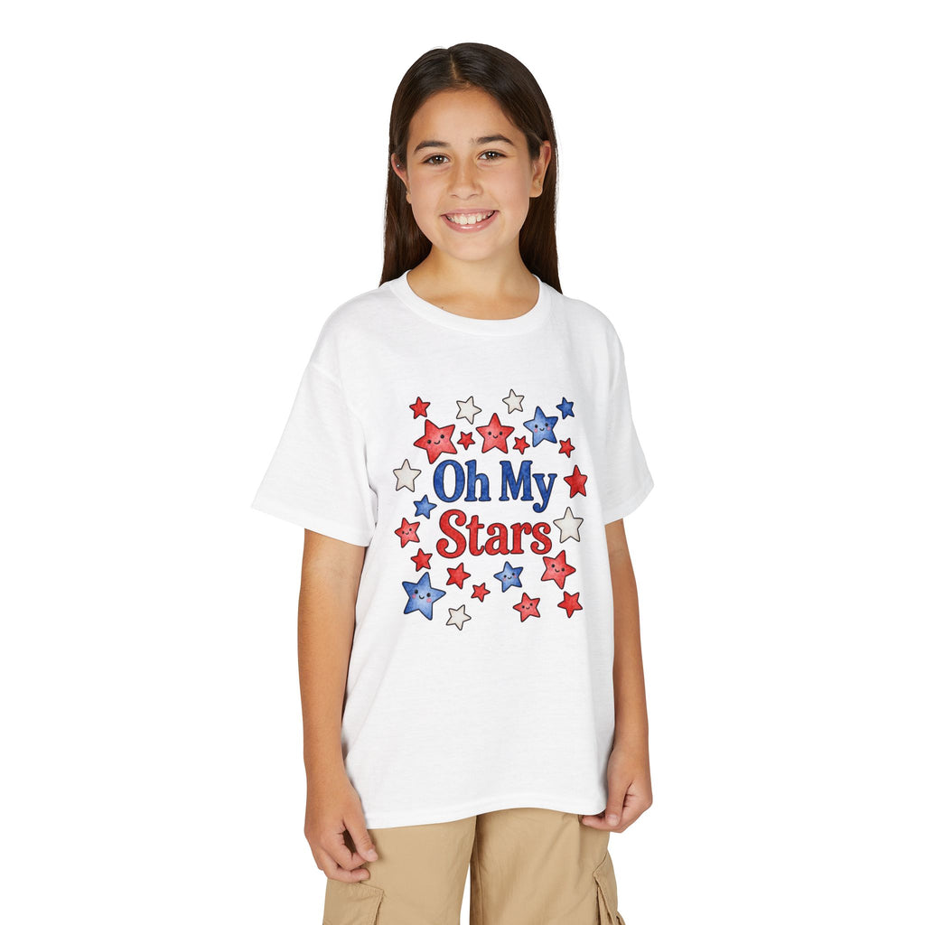 Oh My Stars Kids T-Shirt - Patriotic Red White and Blue Children's 4th of July Tee