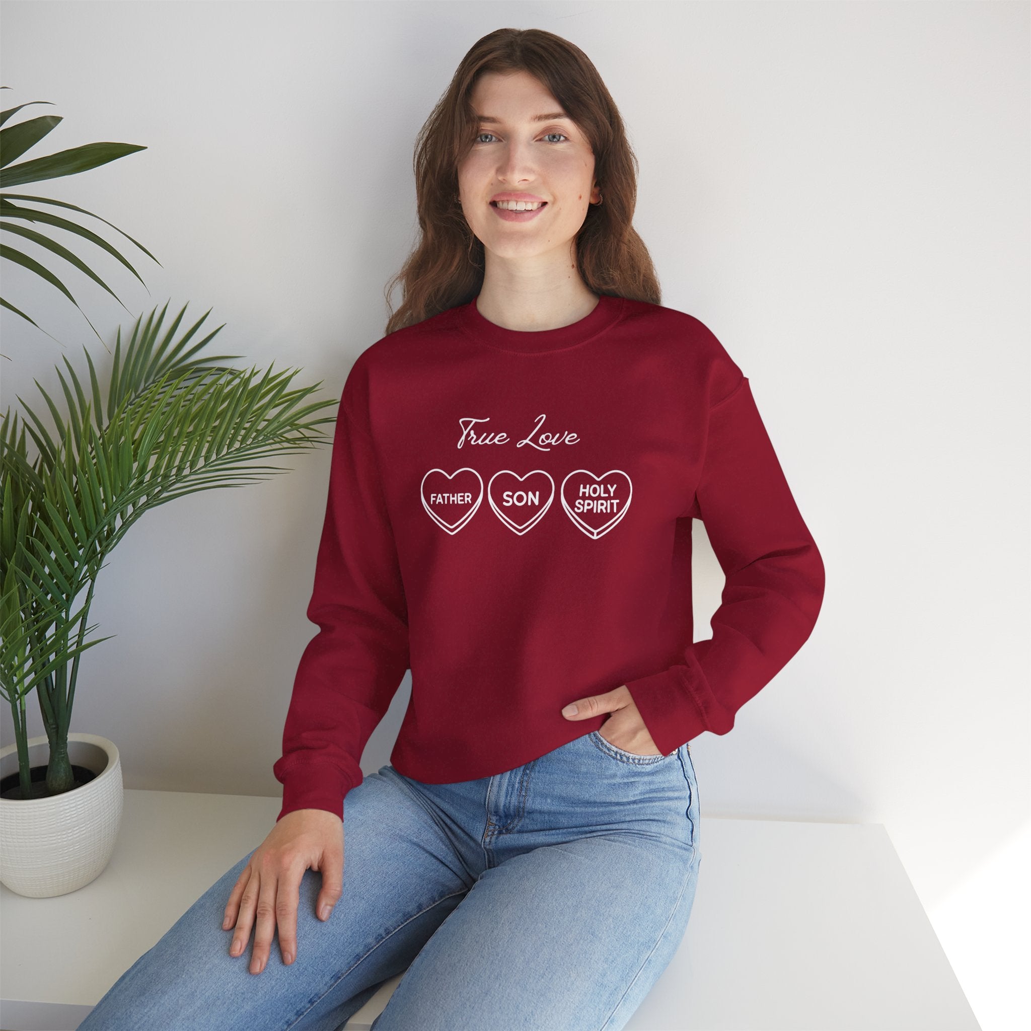 True Love Hearts Faith Sweatshirt | Father Son Holy Spirit Faith Crewneck