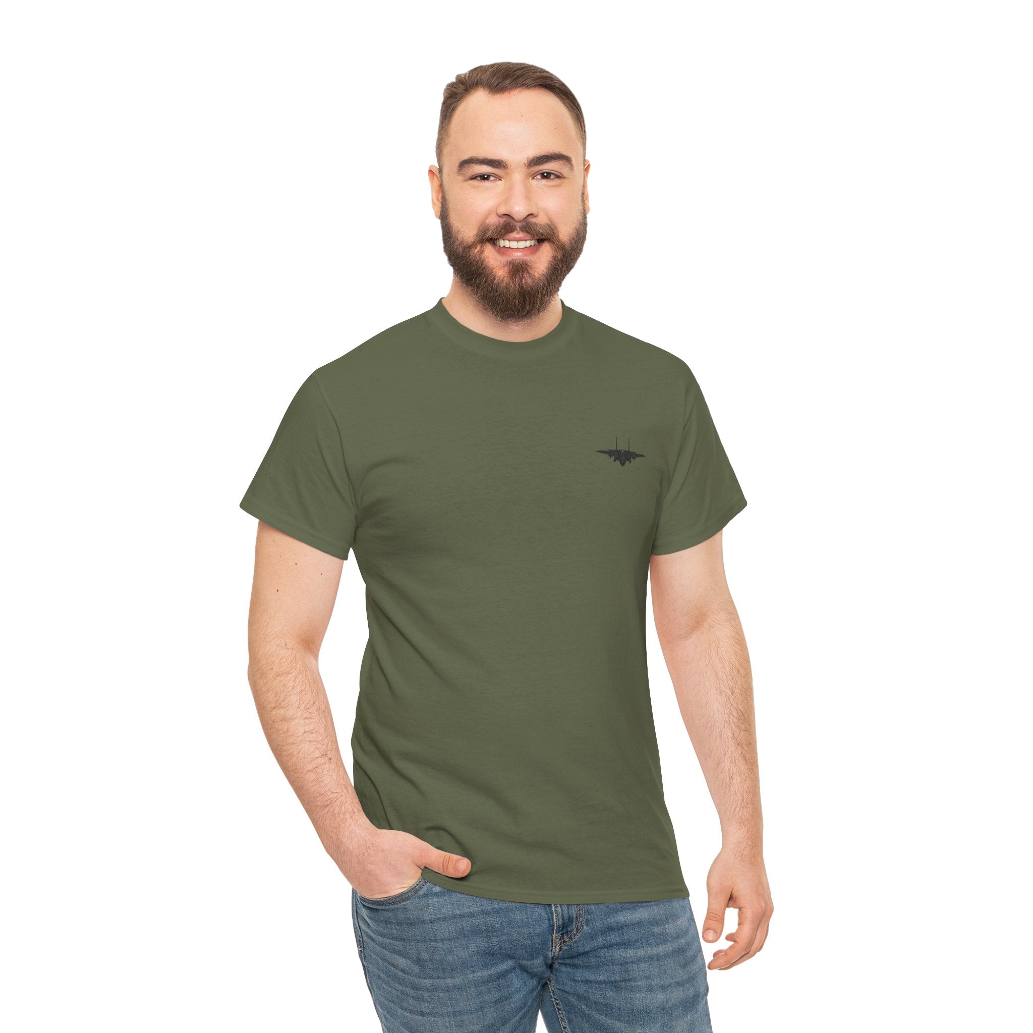 America 250 Years Strong Military Green Graphic Tee | Tactical Patriotic Fighter Jet T-Shirt