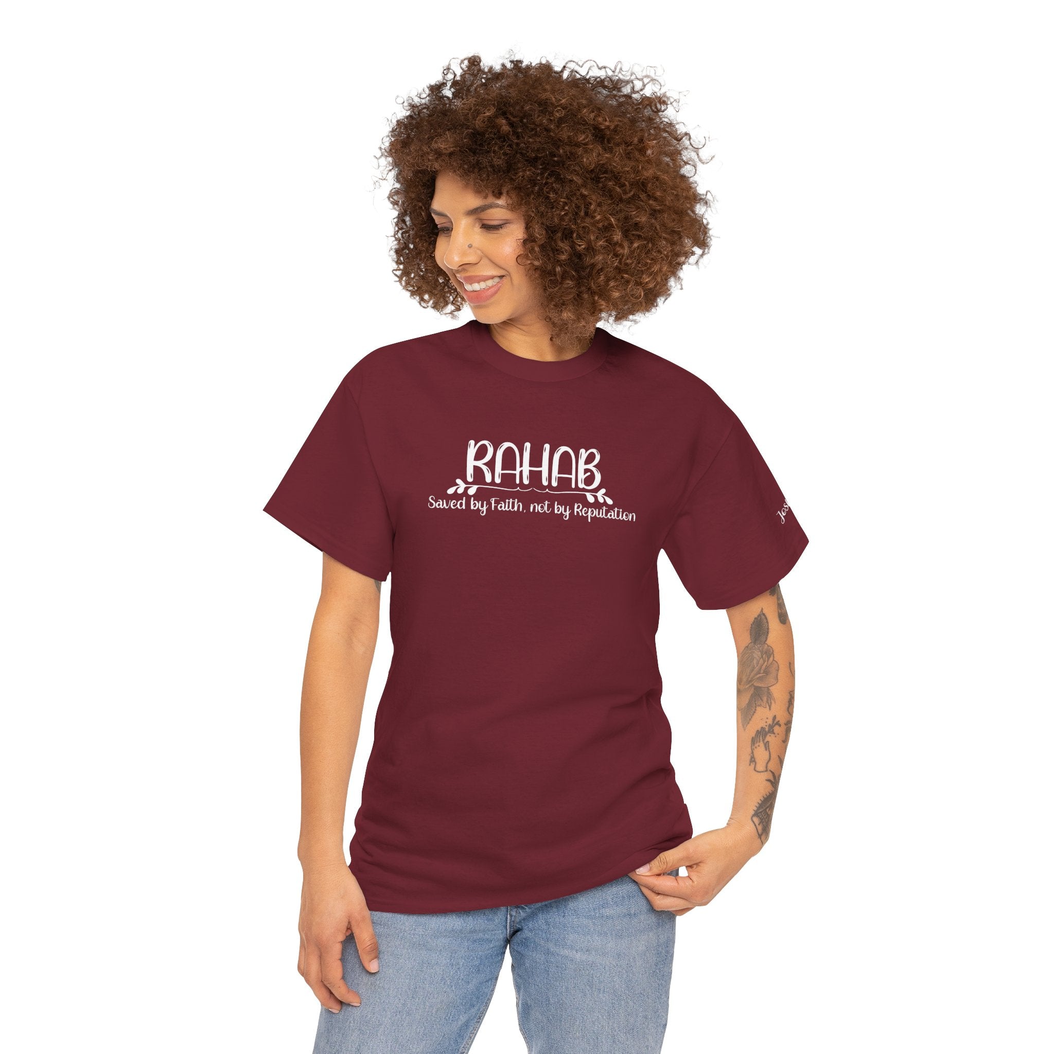 Rahab Shirt – Saved by Faith, Not Reputation – Christian T-Shirt – Women of the Bible – Redemption Story Tee