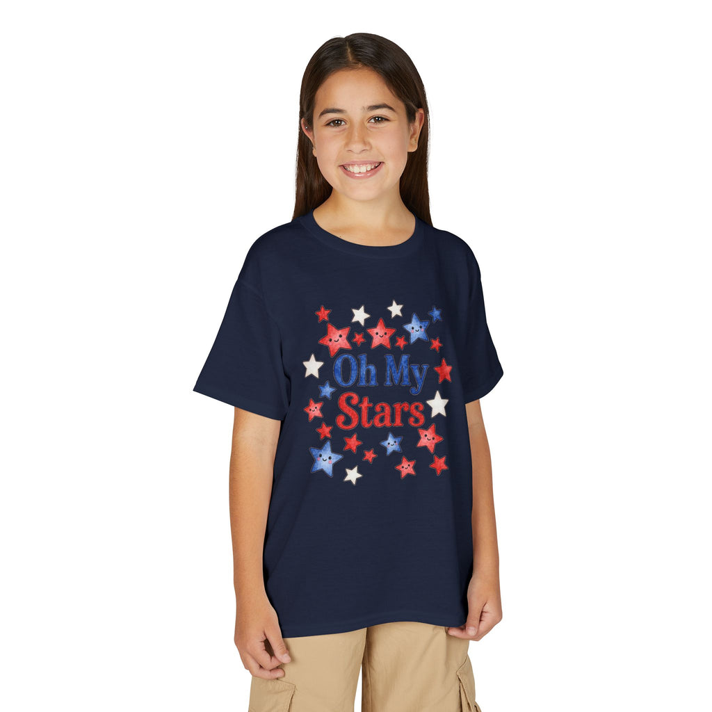 Oh My Stars Kids T-Shirt - Patriotic Red White and Blue Children's 4th of July Tee