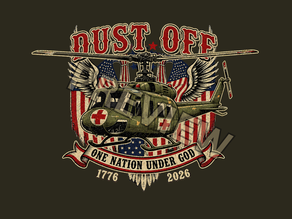 Dust Off - Military - Huey -One Nation Under God | USA 250th Anniversary Unisex Tee