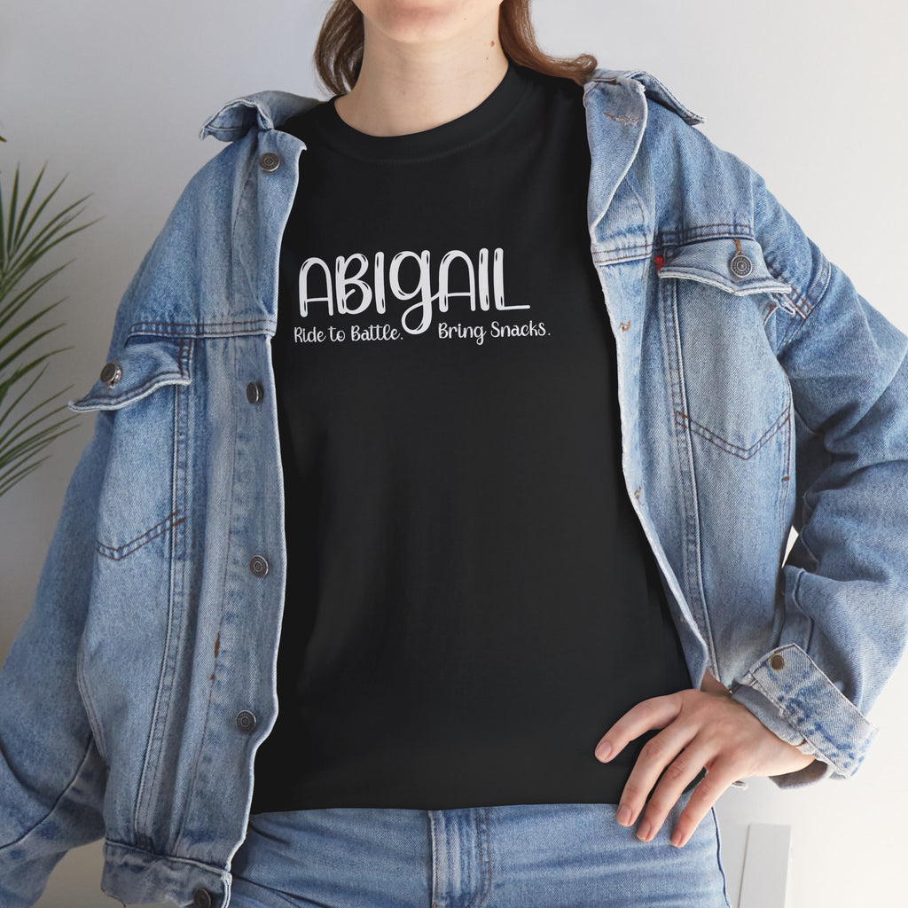 Abigail Shirt – Ride to Battle, Bring Snacks – Christian T-Shirt – Women of the Bible – Funny Faith Shirt