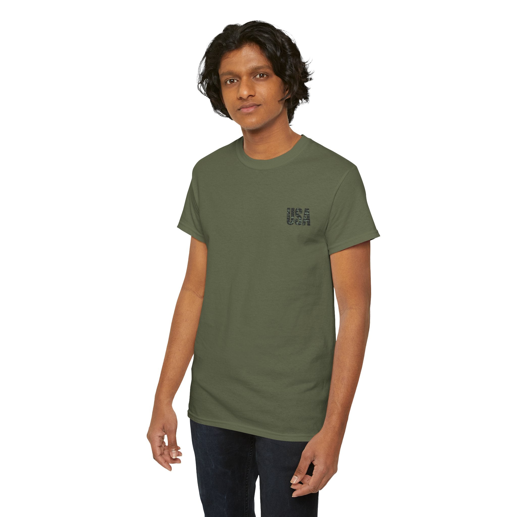 USA Camo Flag T-Shirt - Patriotic Military Style Tee for Men