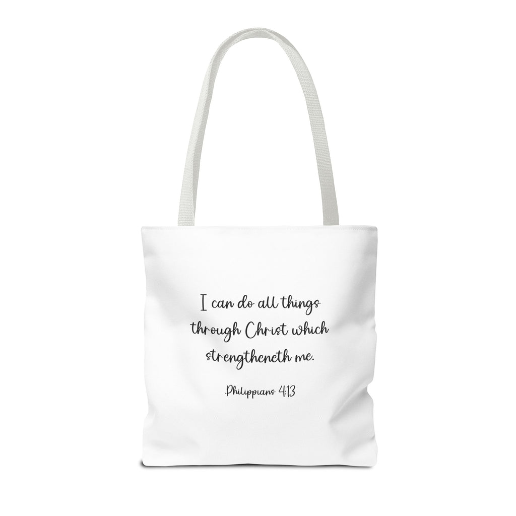 IInspirational Tote Bag – Floral Cross with Bible Verse – Christian Motivational Carryall