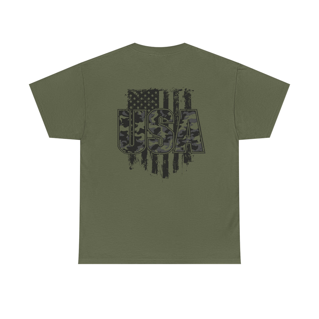 USA Camo Flag T-Shirt - Patriotic Military Style Tee for Men