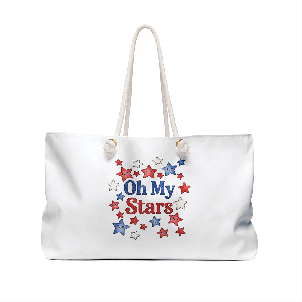 Oh My Stars Weekender Bag Patriotic Red White and Blue Travel Tote