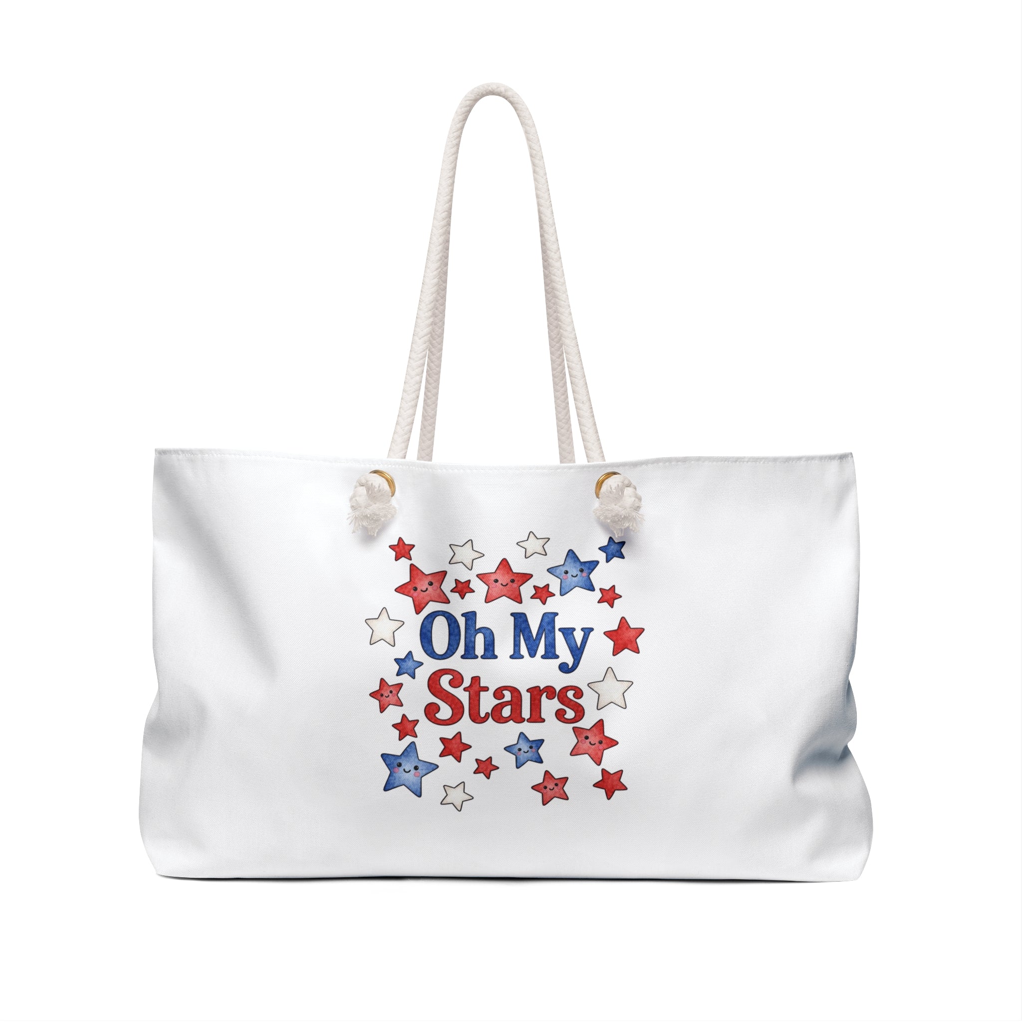 Oh My Stars Weekender Bag Patriotic Red White and Blue Travel Tote