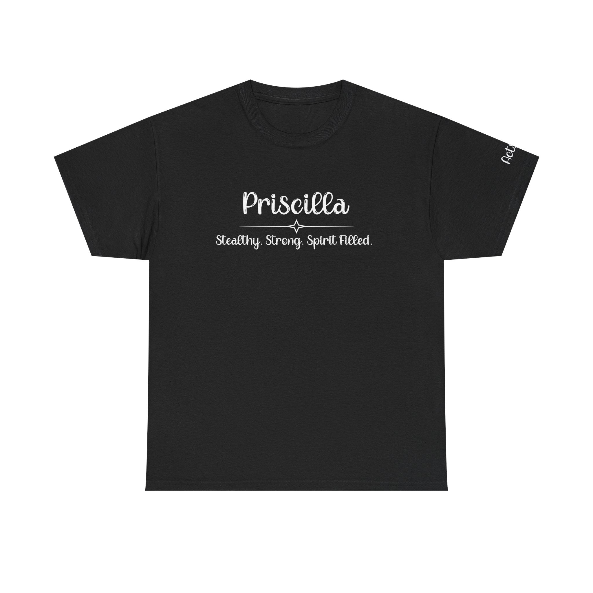 Priscilla Shirt – Stealthy, Strong, Spirit-Filled – Christian T-Shirt – Women of the Bible – Faith Apparel