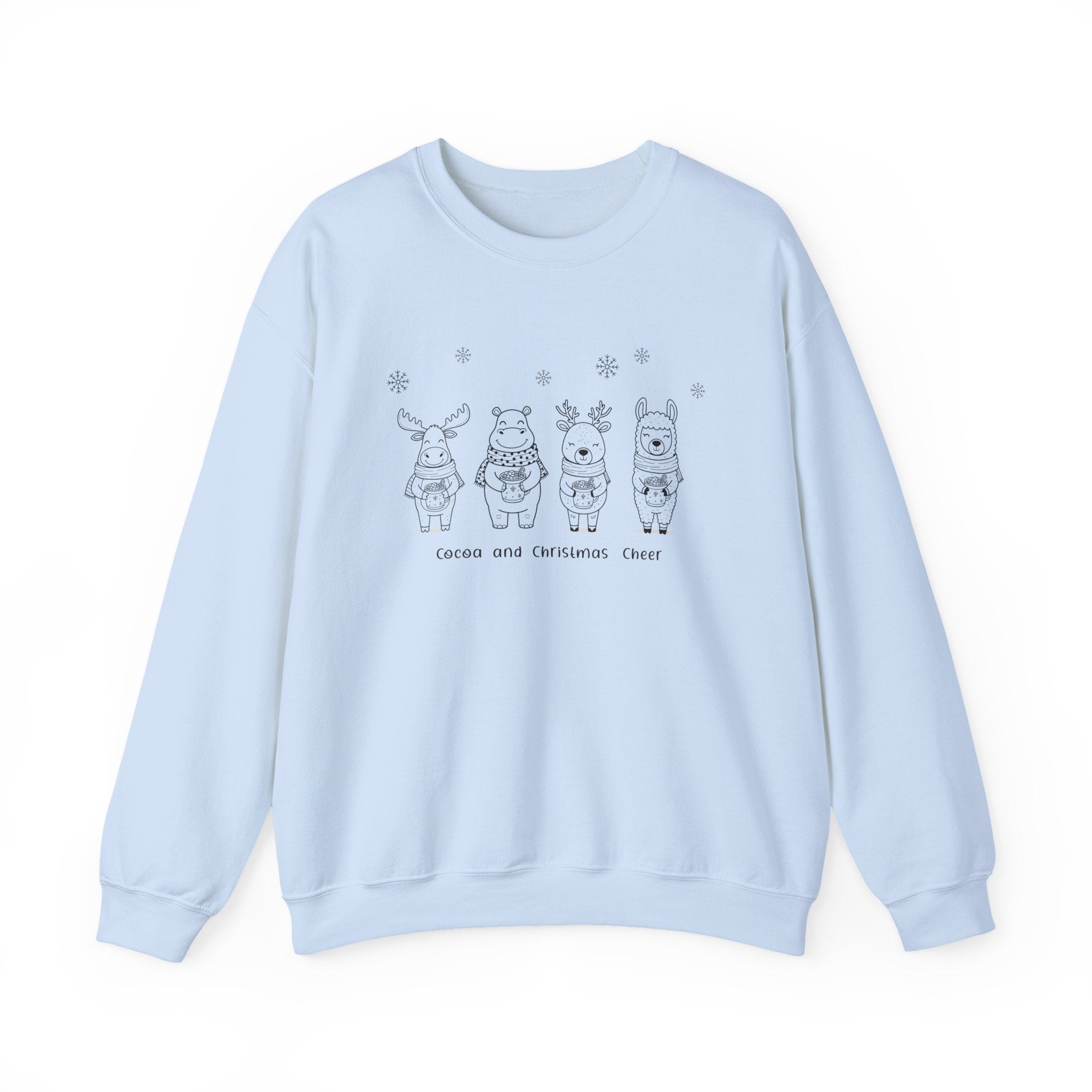 Cute Christmas Crewneck Sweatshirt - Cocoa and Christmas Cheer