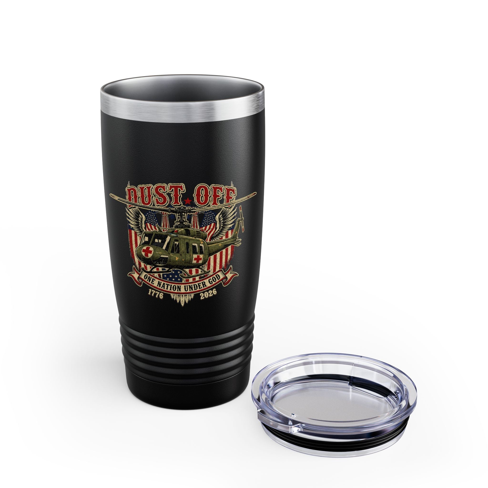 Dust Off Military Helicopter Tumbler — 20oz Patriotic Army Medevac Gift for Veterans