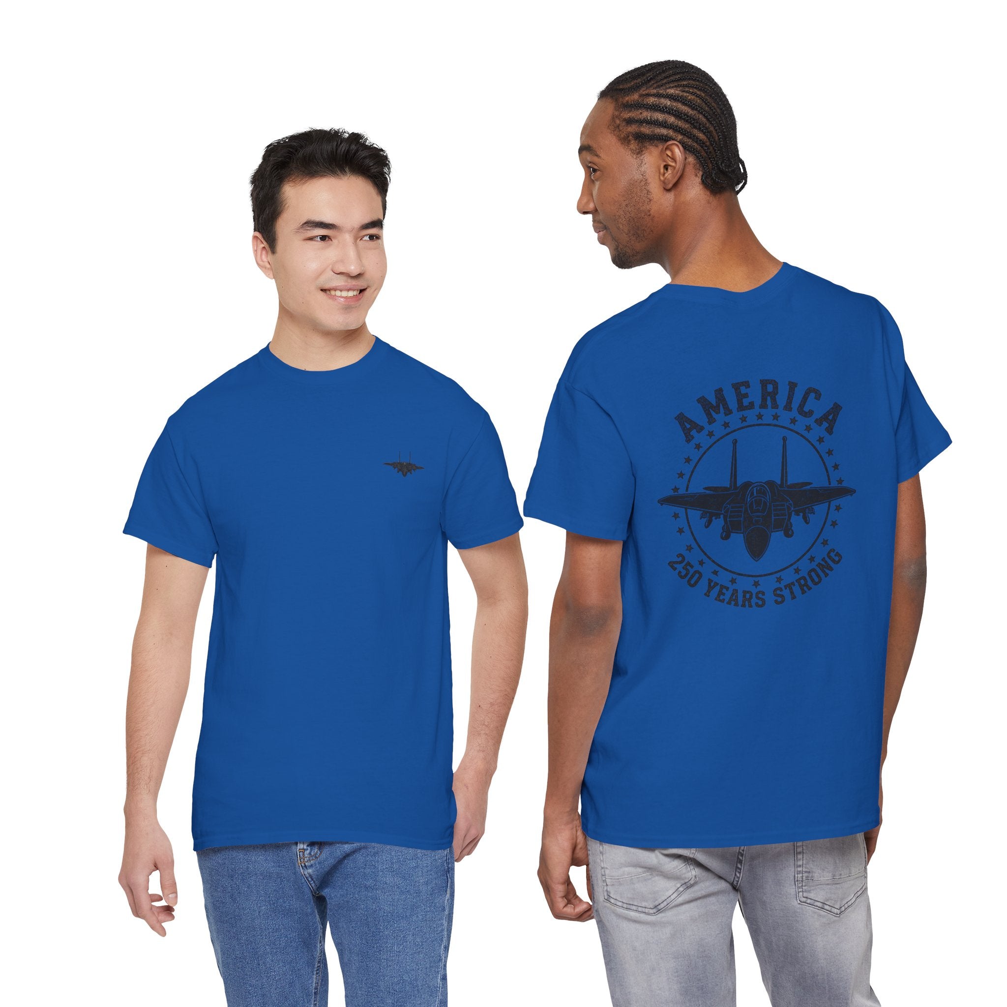 America 250 Years Strong Military Green Graphic Tee | Tactical Patriotic Fighter Jet T-Shirt