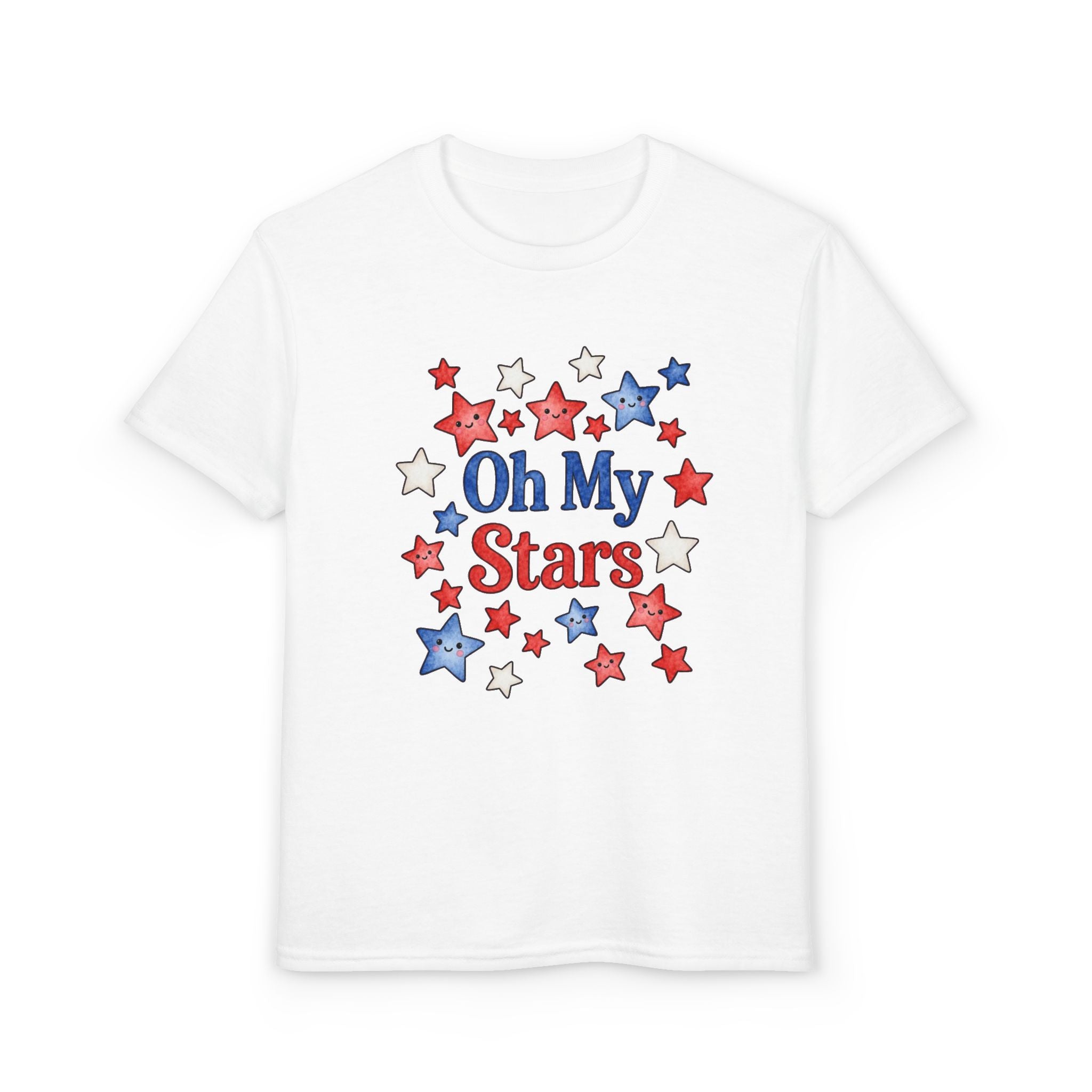 Oh My Stars Kids T-Shirt - Patriotic Red White and Blue Children's 4th of July Tee