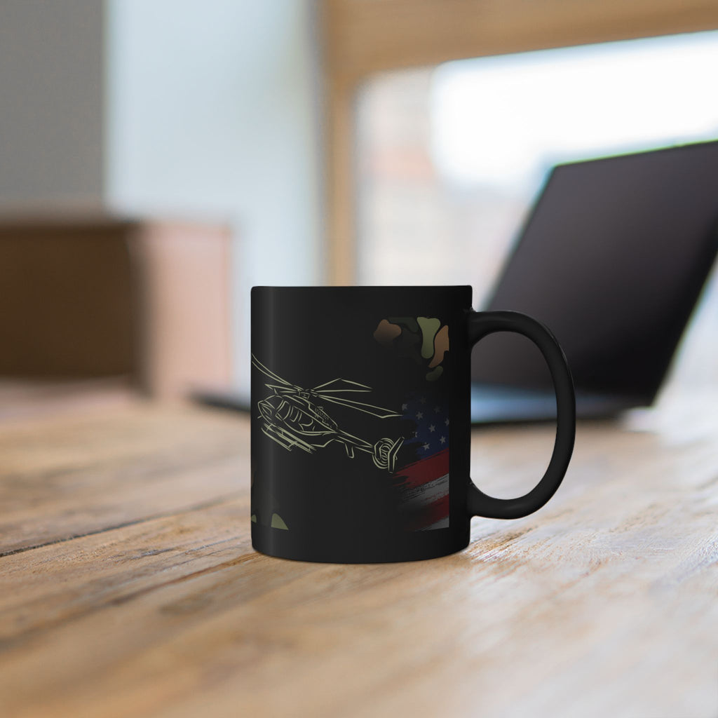 Military Camouflage Helicopter Mug, Patriotic American Flag Coffee Cup