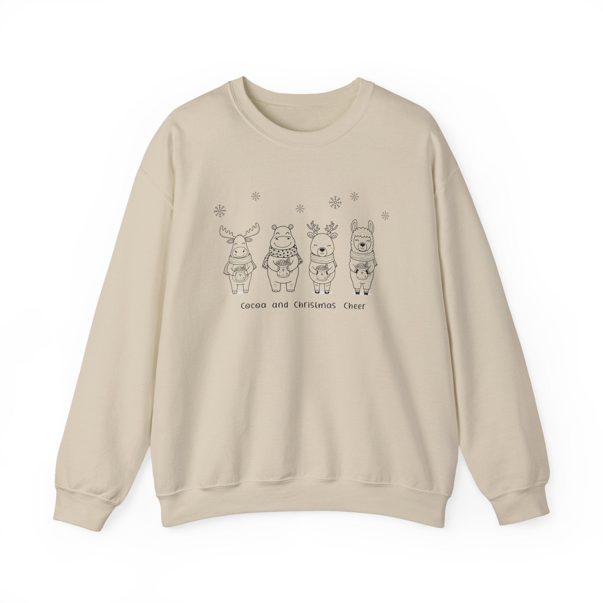 Cute Christmas Crewneck Sweatshirt - Cocoa and Christmas Cheer