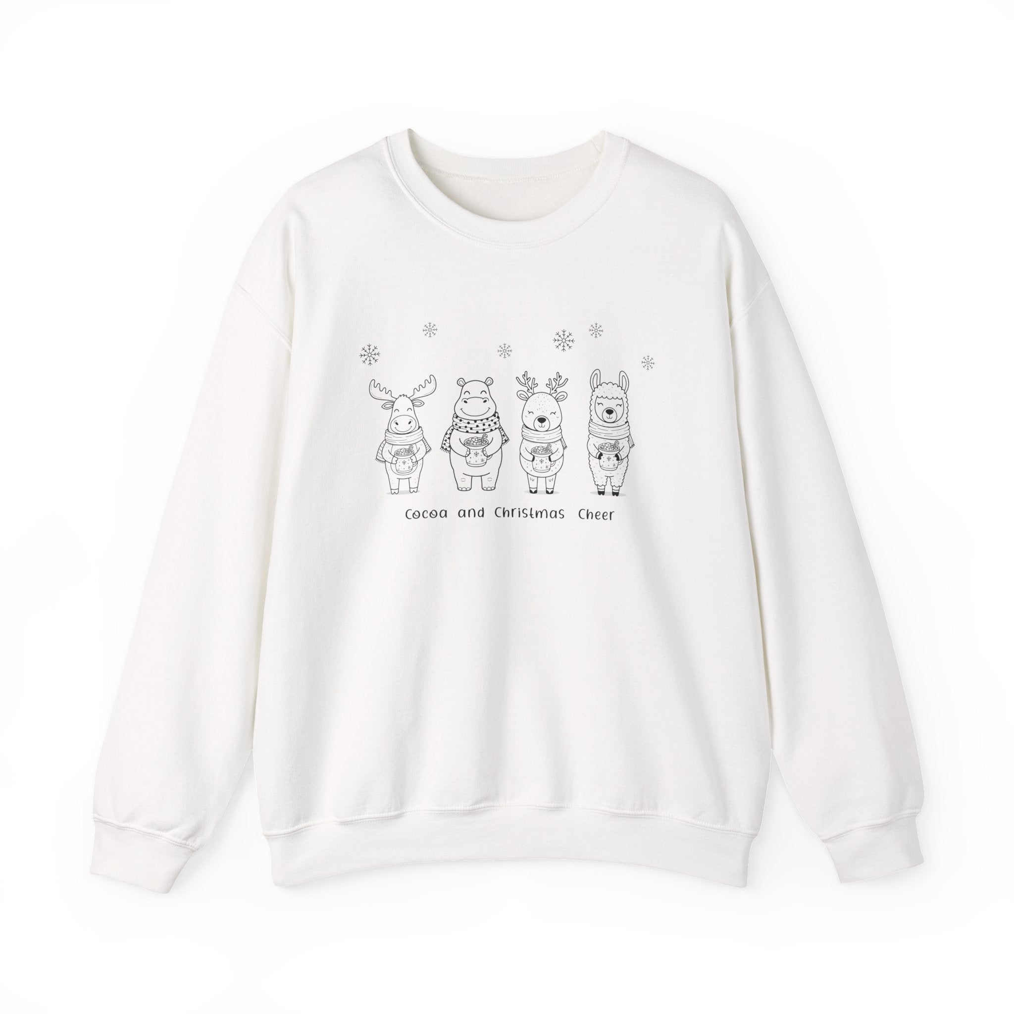 Cute Christmas Crewneck Sweatshirt - Cocoa and Christmas Cheer