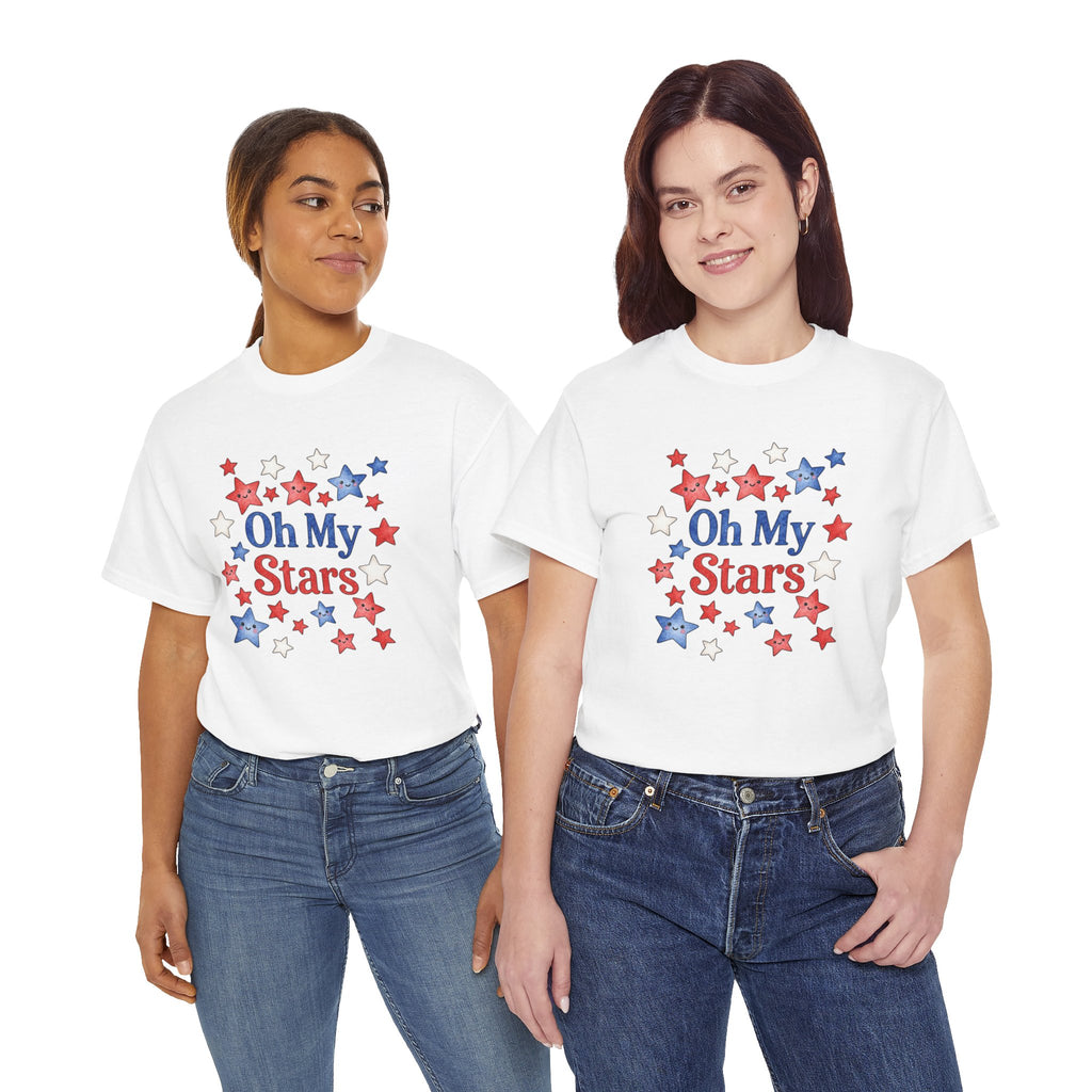 Oh My Stars T-Shirt - Patriotic Red White and Blue Women's Tee