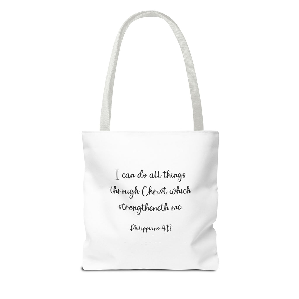 IInspirational Tote Bag – Floral Cross with Bible Verse – Christian Motivational Carryall
