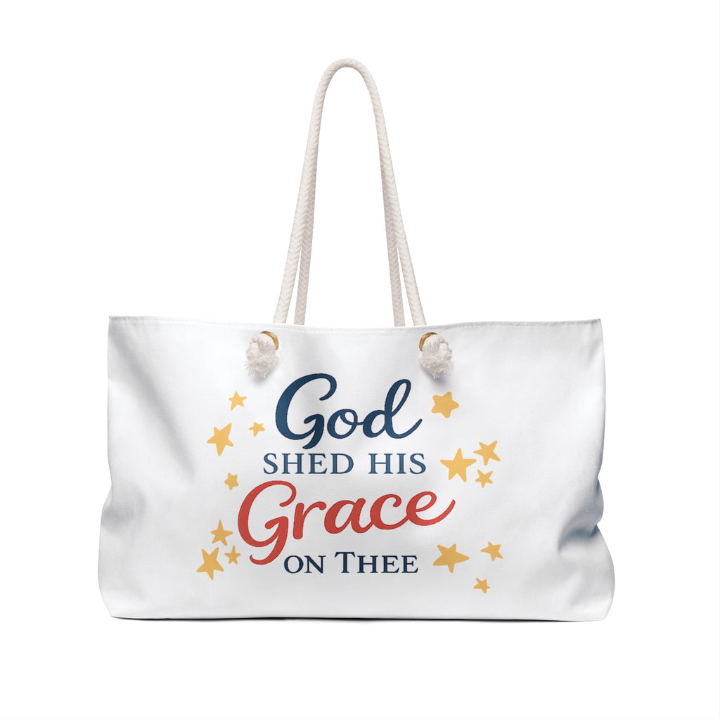 God Shed His Grace on Thee Weekender Bag Patriotic Christian Travel Tote