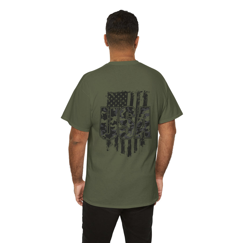 USA Camo Flag T-Shirt - Patriotic Military Style Tee for Men