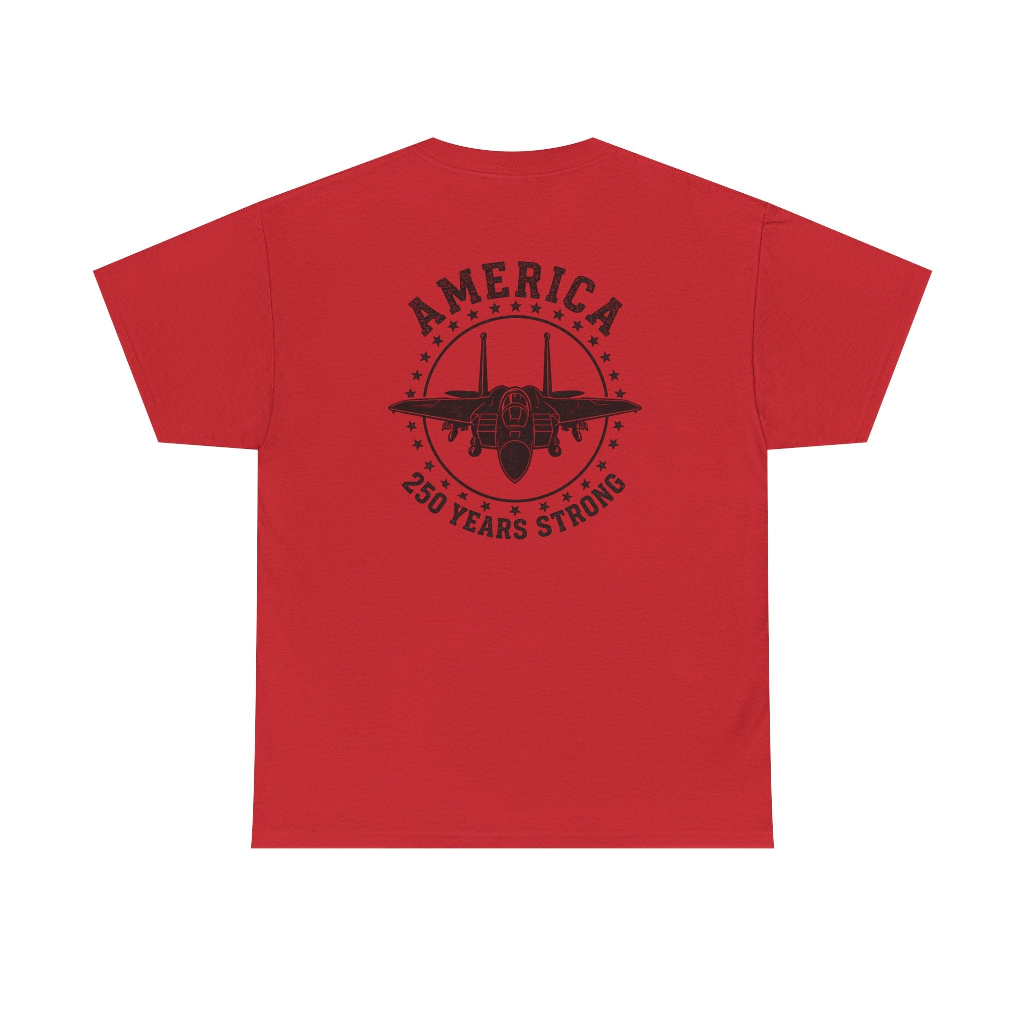 America 250 Years Strong Military Green Graphic Tee | Tactical Patriotic Fighter Jet T-Shirt