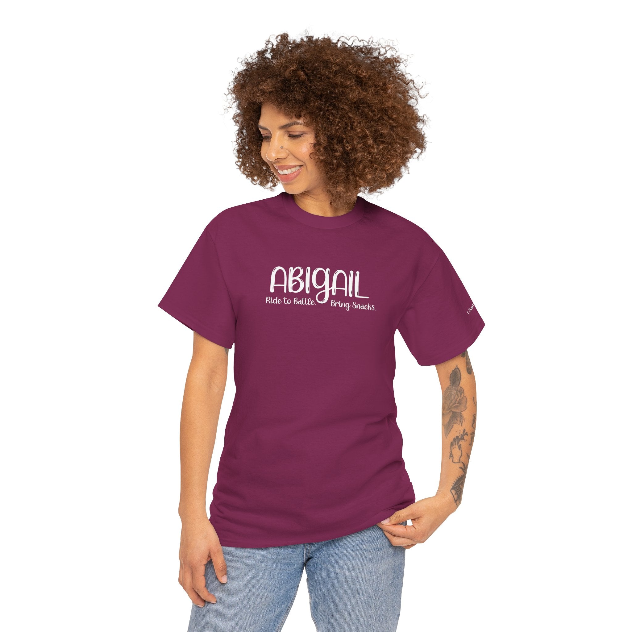 Abigail Shirt – Ride to Battle, Bring Snacks – Christian T-Shirt – Women of the Bible – Funny Faith Shirt