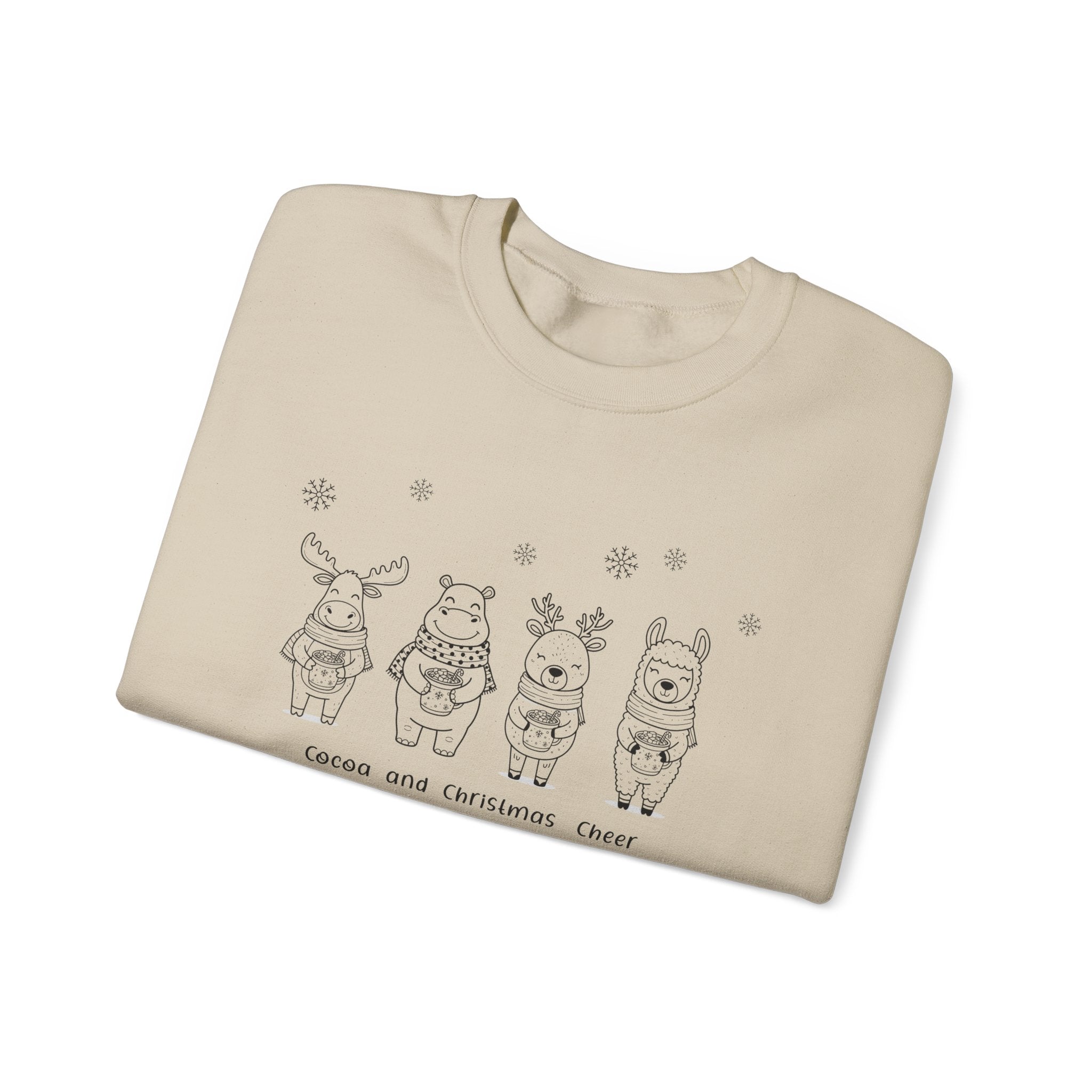 Cute Christmas Crewneck Sweatshirt - Cocoa and Christmas Cheer