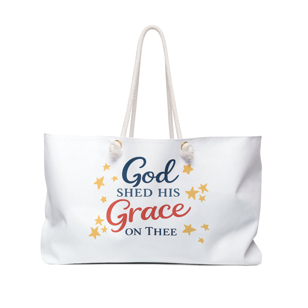 God Shed His Grace on Thee Weekender Bag Patriotic Christian Travel Tote