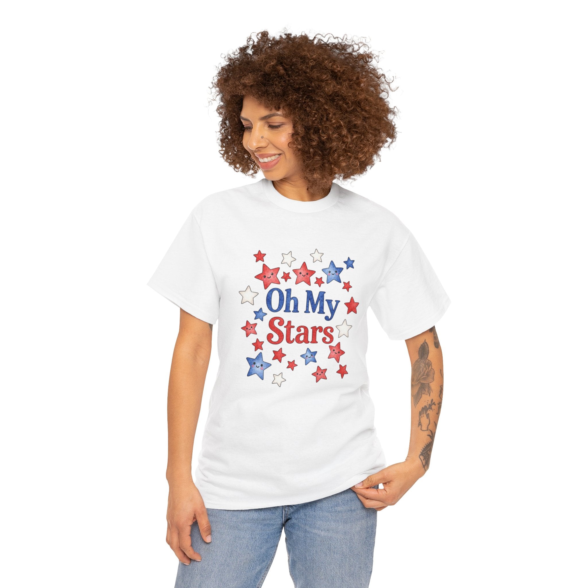 Oh My Stars T-Shirt - Patriotic Red White and Blue Women's Tee