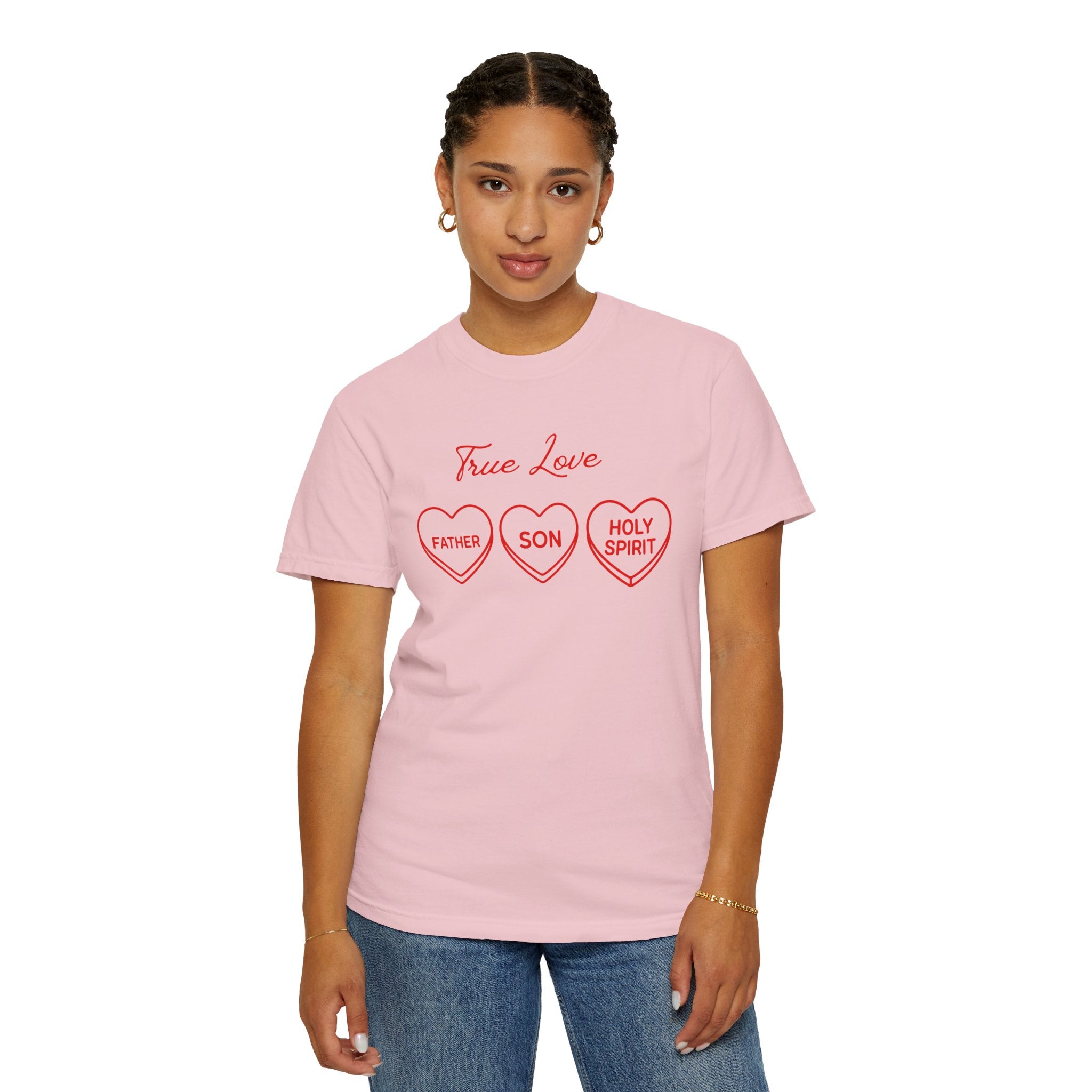 'True Love' T-Shirt — Father, Son, Holy Spirit Hearts Christian Valentine T-Shirt | John 3:16 KJV