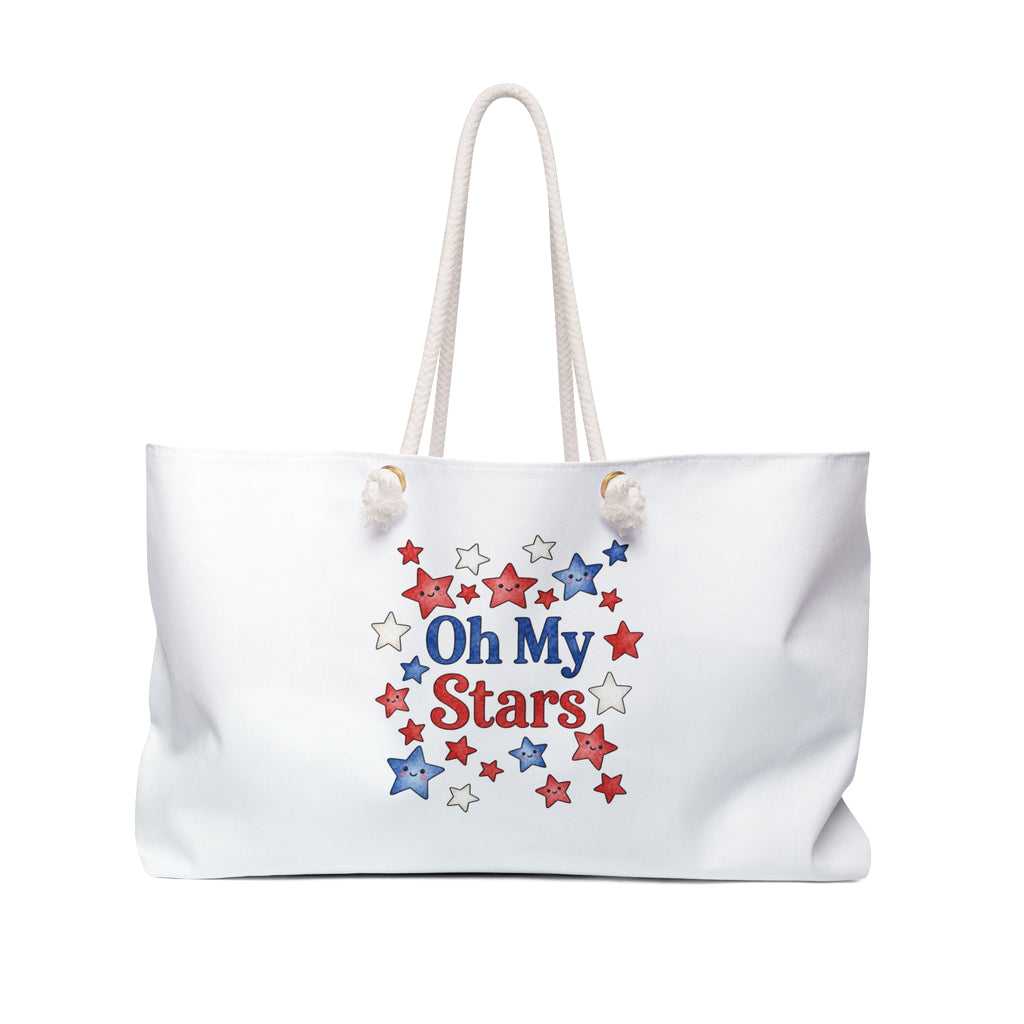 Oh My Stars Weekender Bag Patriotic Red White and Blue Travel Tote