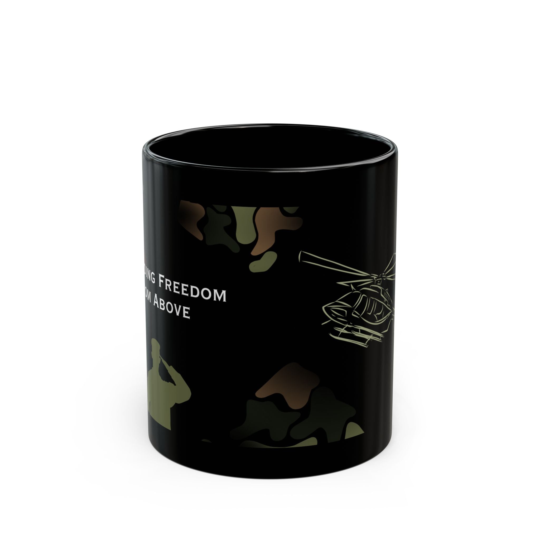 Military Camouflage Helicopter Mug, Patriotic American Flag Coffee Cup