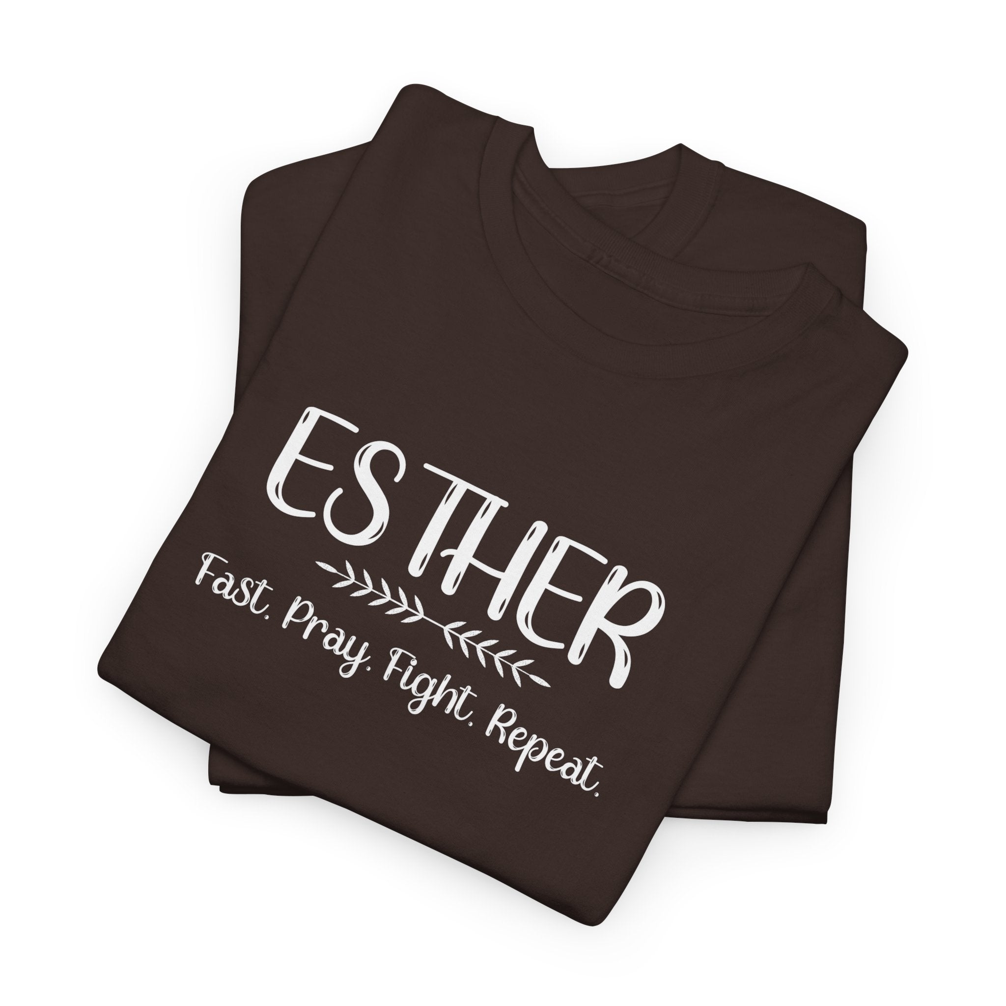 Esther Shirt – Fast, Pray, Fight, Repeat – Christian T-Shirt – Women of the Bible – Faith & Courage Tee