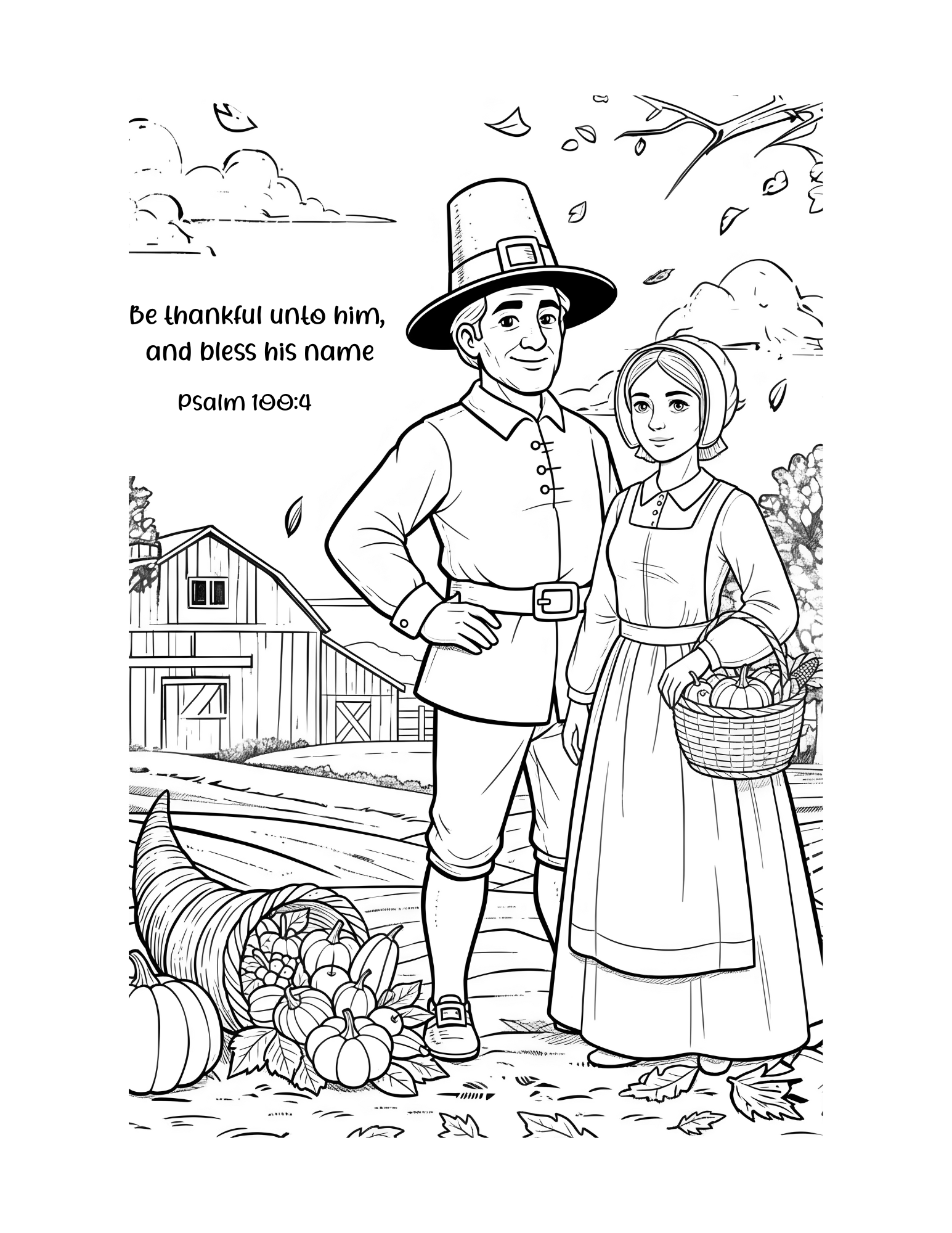 Thanksgiving Coloring / Activity Pages (KJV Bible Verse 17pg download)