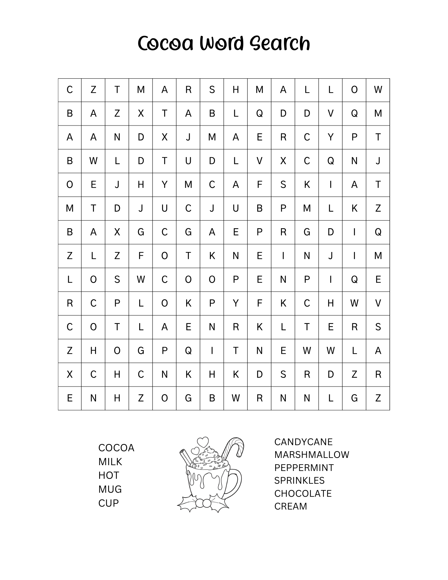 Hot Cocoa Themed Activity Pack (13pg download)