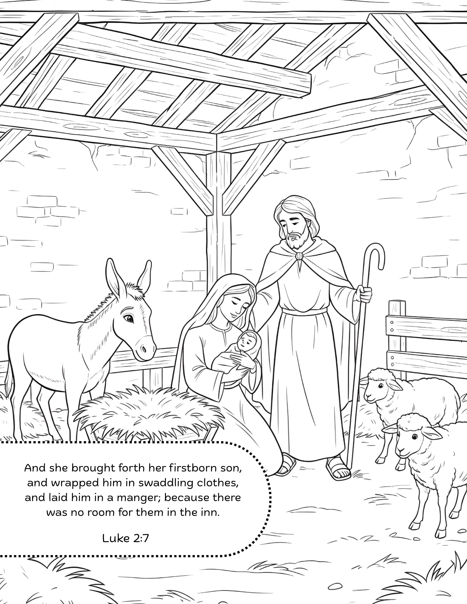 Nativity Coloring / Activity Pages (KJV Bible Verse 16pg download)