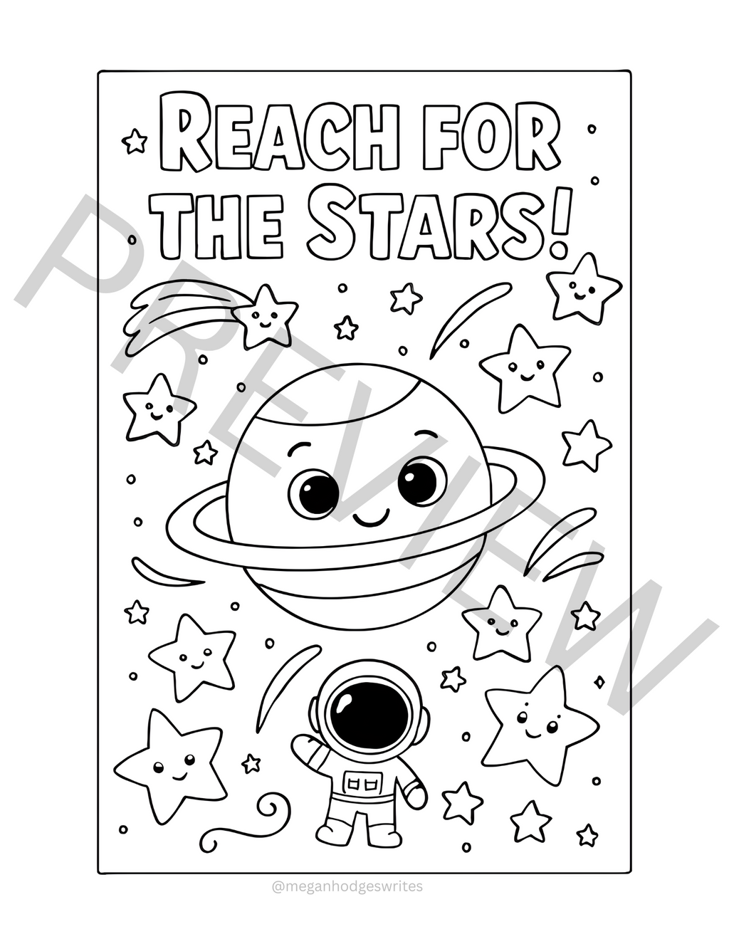 Outer Space Themed Coloring Pages (KJV Bible Verse, 11 pg Instant Download)