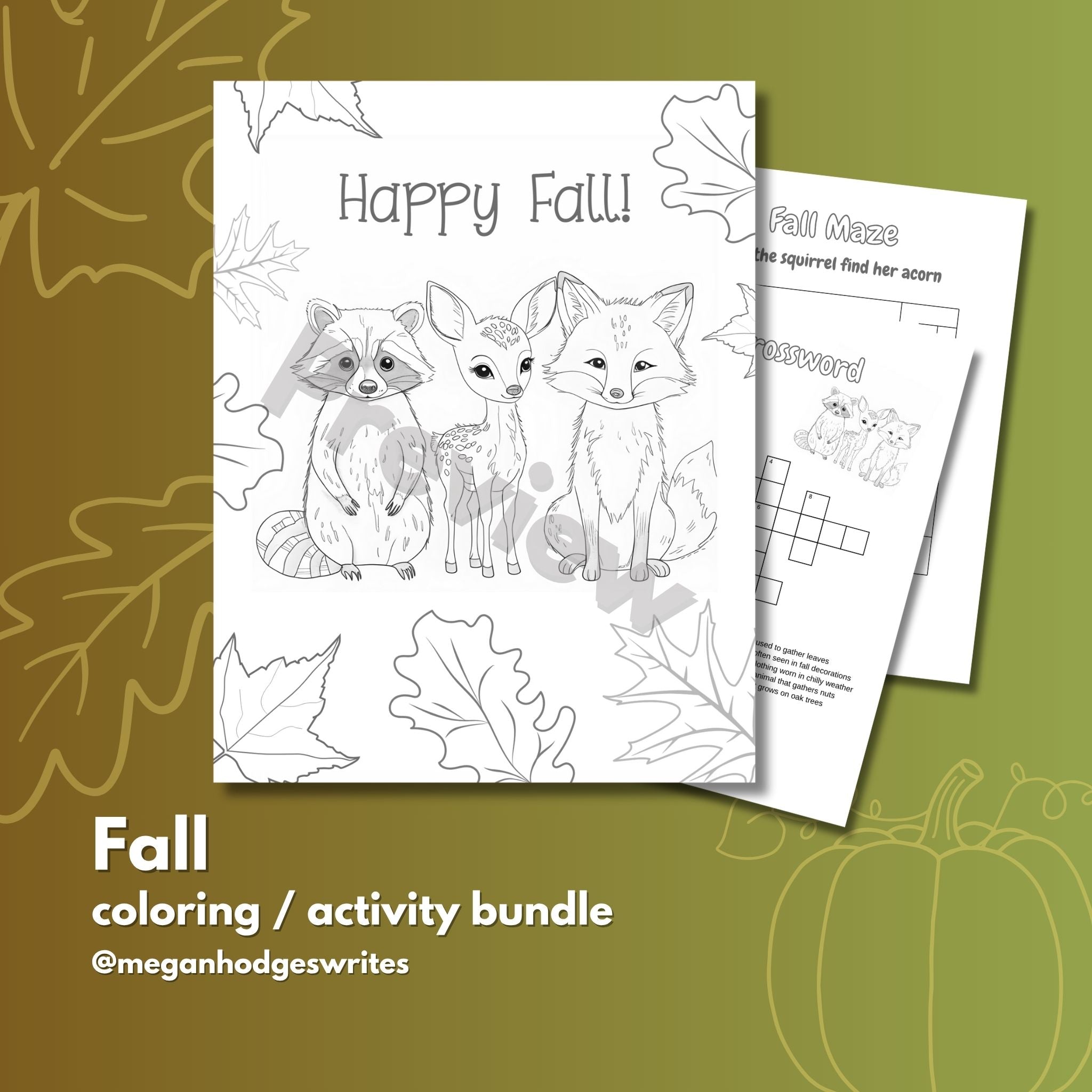 Fall Coloring / Activity Pages (13pg download)