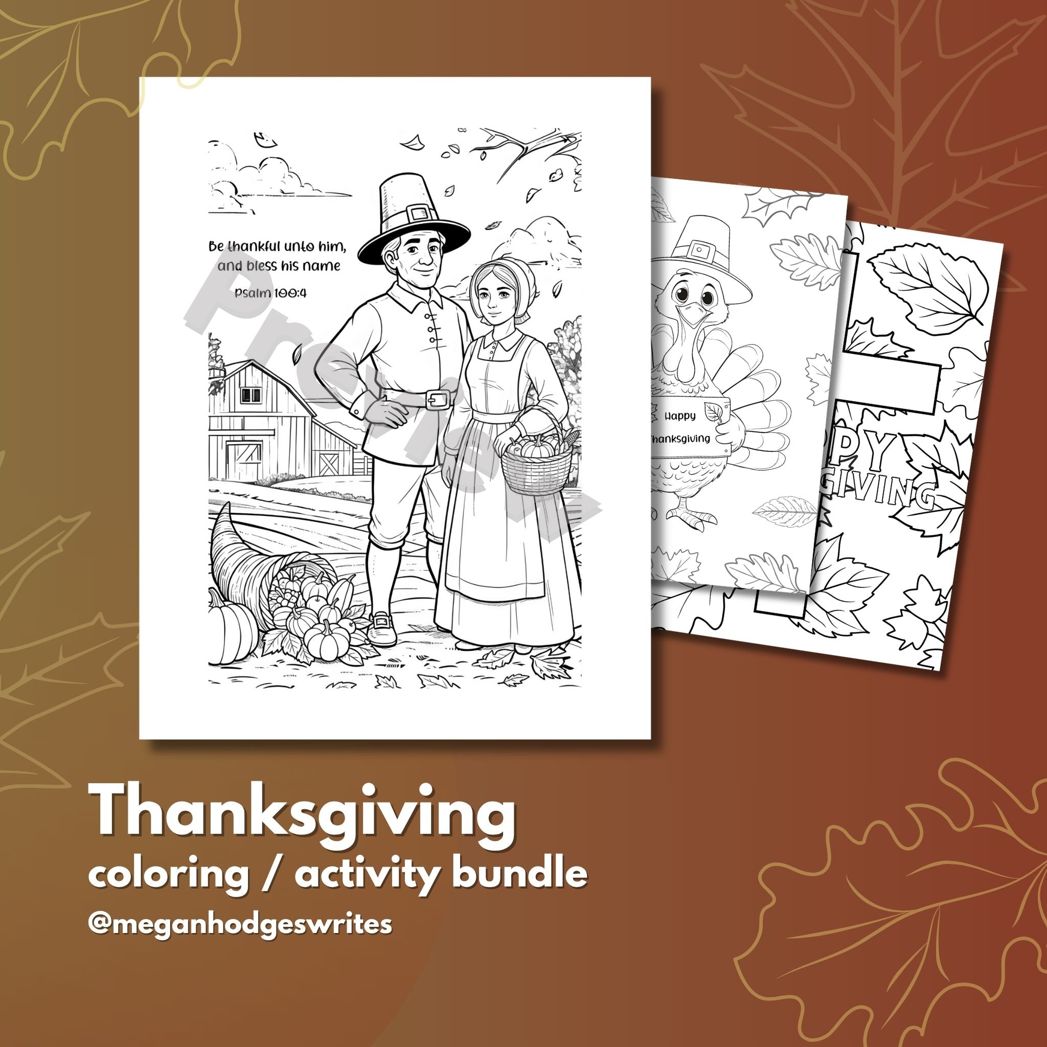 Thanksgiving Coloring / Activity Pages (KJV Bible Verse 17pg download)