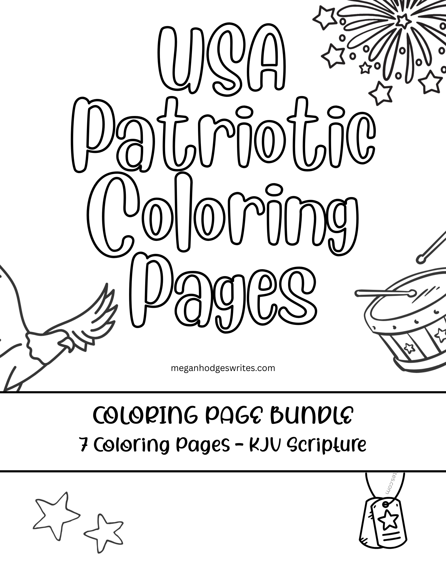 USA Patriotic Coloring Pages (KJV Bible Verse, 10 pg Instant Download)